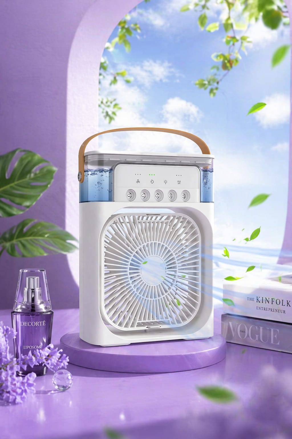 Portable Mini Air Conditioner Fan with Mist, Night Light & Timer – USB Cooling Fan